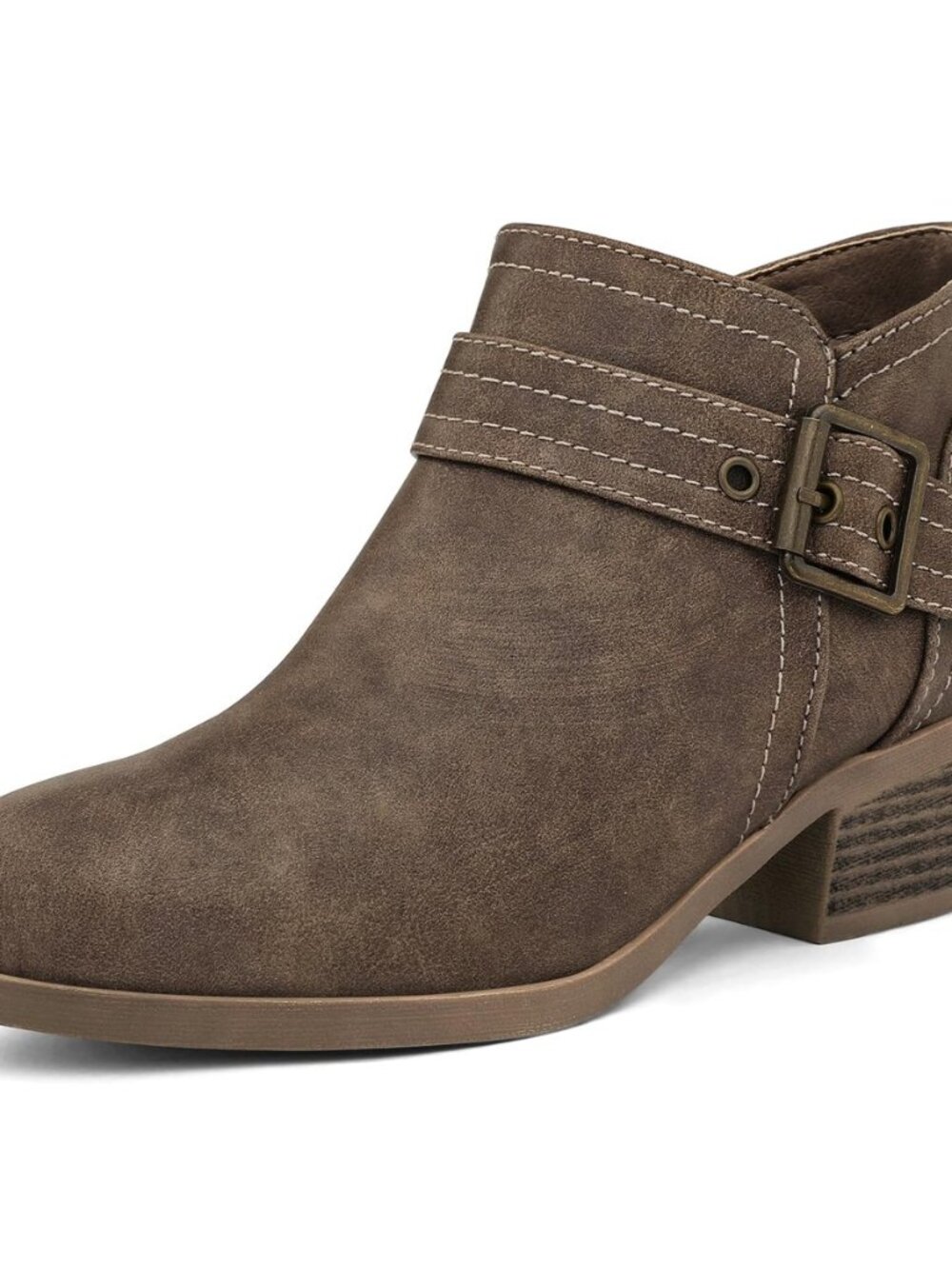 Women's Ankle Boots Low Chunky Side Zipper Shoes